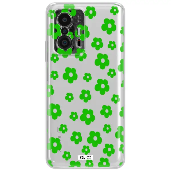 Five Petal Green Flower Xiaomi 11T Clear Tpu Case