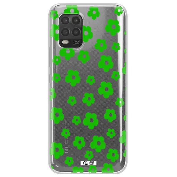 Five Petal Green Flower Xiaomi Mi 10 Lite Clear TPU Case