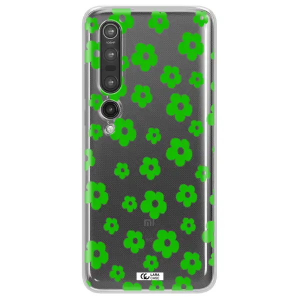Five Petal Green Flower Xiaomi Mi 10 Pro Clear TPU Case