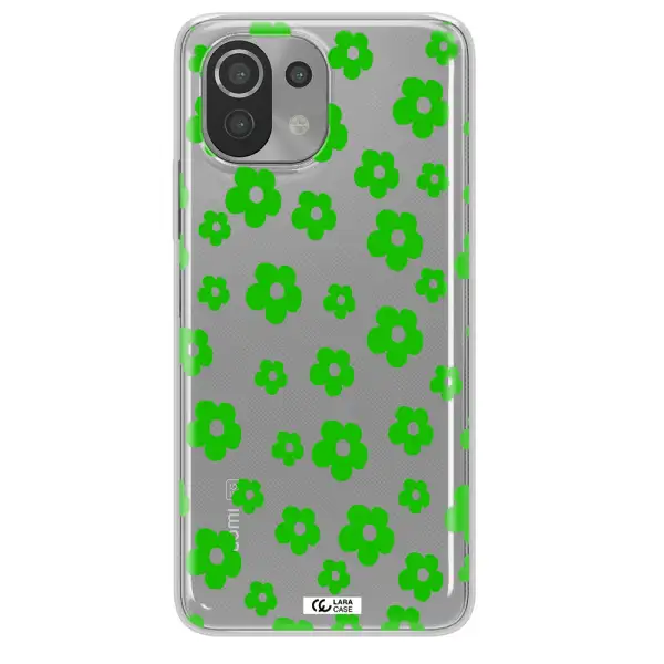 Five Petal Green Flower Xiaomi Mi 11 Lite Clear TPU Case
