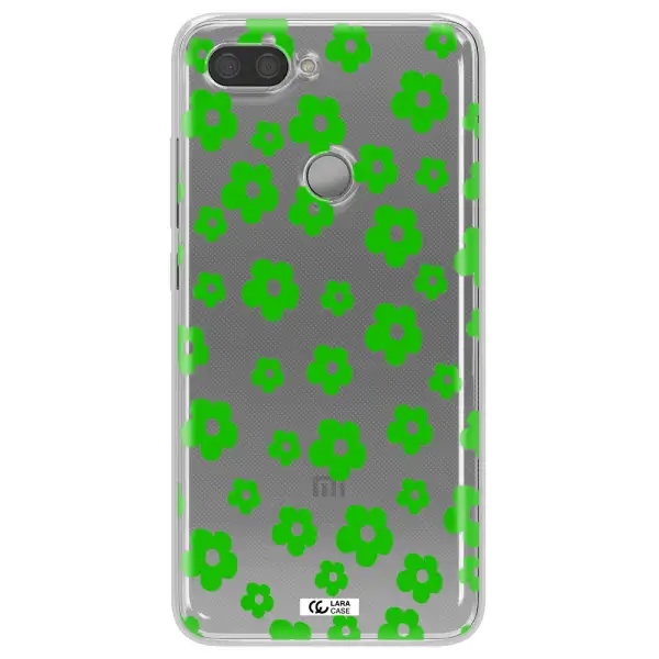 Five Petal Green Flower Xiaomi Mi 8 Lite Clear TPU Case