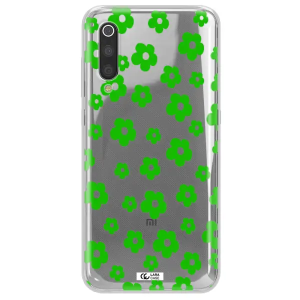 Five Petal Green Flower Xiaomi Mi 9 Clear TPU Case