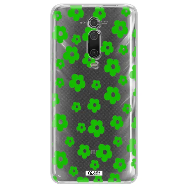 Five Petal Green Flower Xiaomi Mi 9T Clear TPU Case