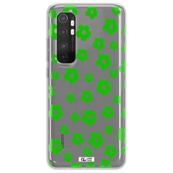 Five Petal Green Flower Xiaomi Mi Note 10 Lite Clear TPU Case