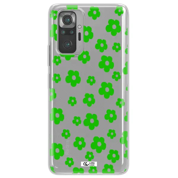 Five Petal Green Flower Xiaomi Note 10 Pro Clear TPU Case