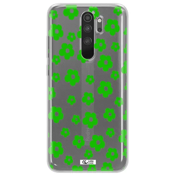 Five Petal Green Flower Xiaomi Note 8 Pro Clear TPU Case