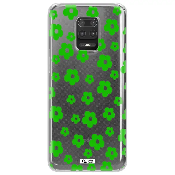 Five Petal Green Flower Xiaomi Note 9S Clear TPU Case