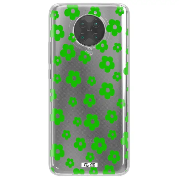 Five Petal Green Flower Xiaomi Poco F2 Pro Clear TPU Case