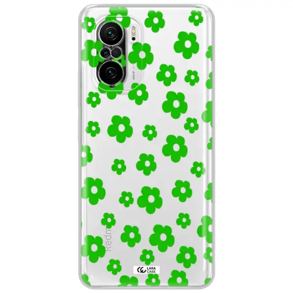 Five Petal Green Flower Xiaomi Poco F3 Clear Tpu Case