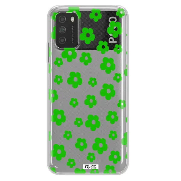 Five Petal Green Flower Xiaomi Poco M3 Clear TPU Case