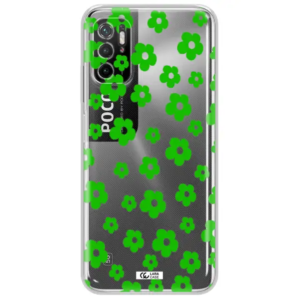Five Petal Green Flower Xiaomi Poco M4 Pro 5G Clear Tpu Case
