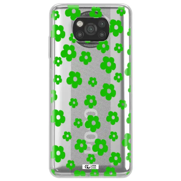 Five Petal Green Flower Xiaomi Poco X3 Clear TPU Case