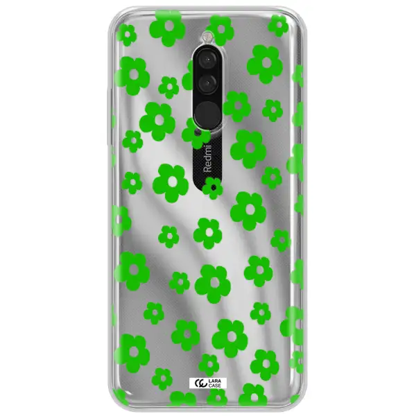 Five Petal Green Flower Xiaomi Redmi 8 Clear Tpu Case