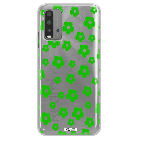 Five Petal Green Flower Xiaomi Redmi 9T Clear TPU Case