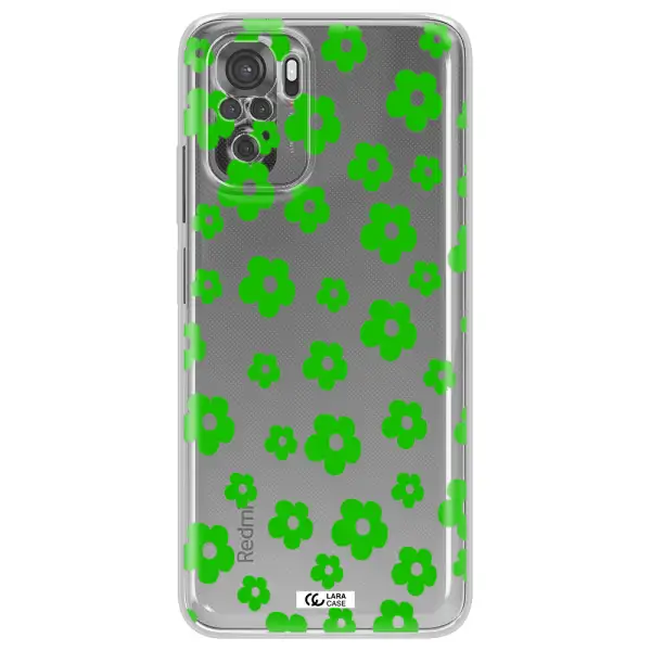 Five Petal Green Flower Xiaomi Redmi Note 10S Clear Tpu Case