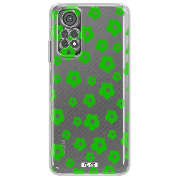 Five Petal Green Flower Xiaomi Redmi Note 11S Clear Tpu Case