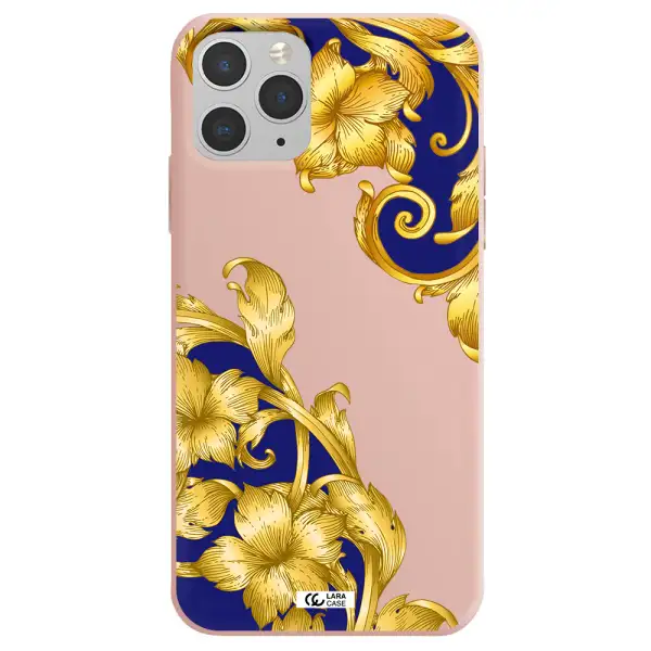 Golden Baroque Apple iPhone 11 pro max Silicone pastel pink Case