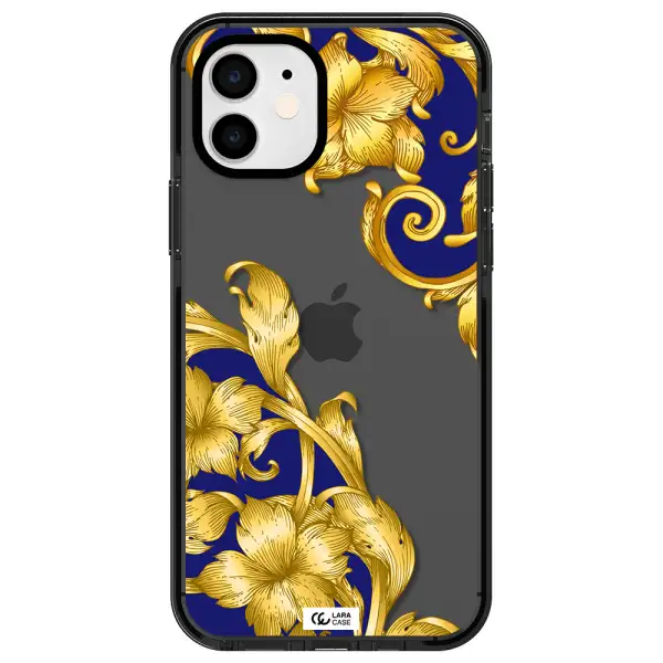 Golden Baroque Apple iPhone 12 impact Smoke Black Case