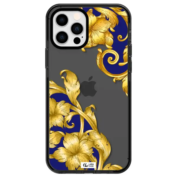 Golden Baroque Apple iPhone 12 pro impact Smoke Black Case