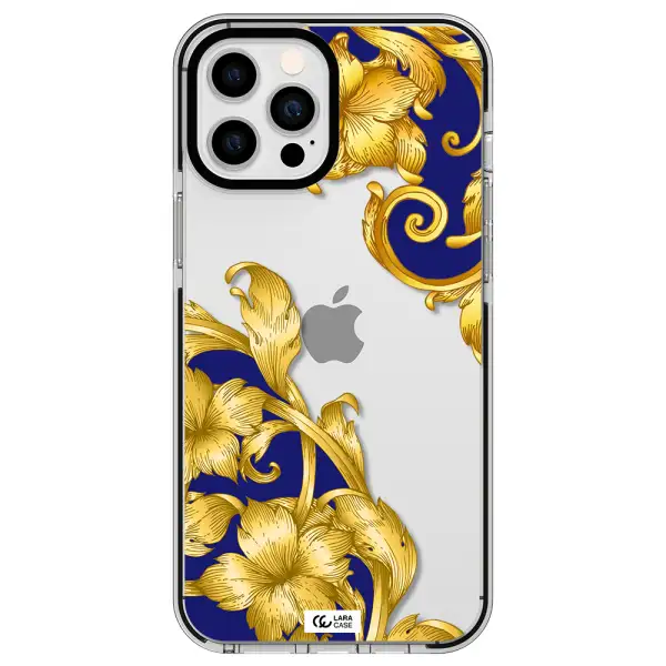 Golden Baroque Apple iPhone 12 pro max impact black border Case