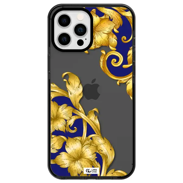 Golden Baroque Apple iPhone 12 pro max impact Smoke Black Case