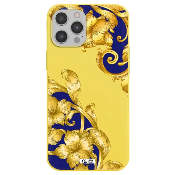 Golden Baroque Apple iPhone 12 pro max Silicone canary yellow Case