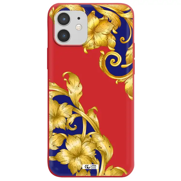 Golden Baroque Apple iPhone 12 Silicone Imperial Red Case