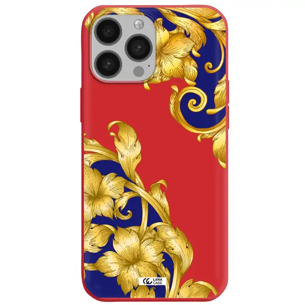 Golden Baroque Apple iPhone 13 Pro Silicone Imperial Red Case