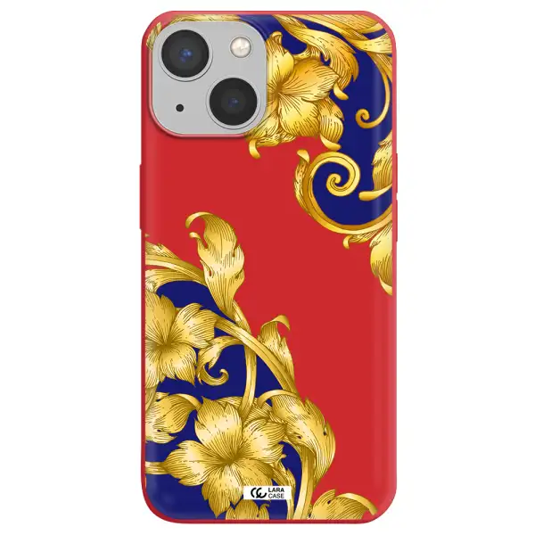 Golden Baroque Apple iPhone 13 Silicone Imperial Red Case