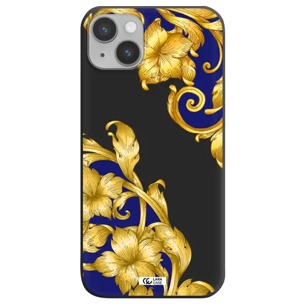 Golden Baroque Apple iPhone 14 plus Silicone black Case