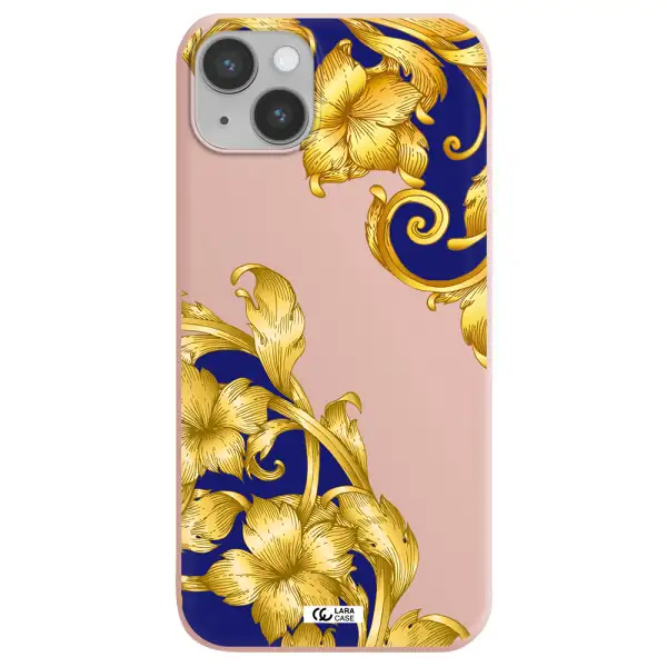 Golden Baroque Apple iPhone 14 plus Silicone pastel pink Case