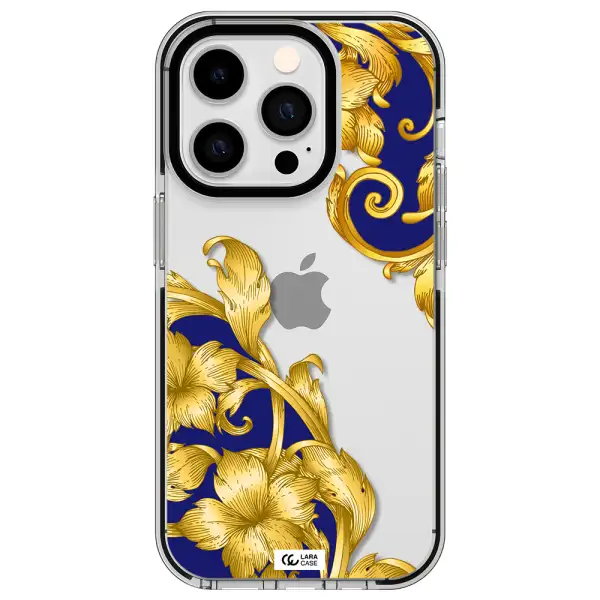 Golden Baroque Apple iPhone 14 pro impact black border Case
