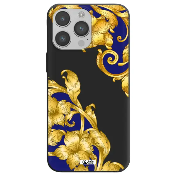 Golden Baroque Apple iPhone 14 pro Silicone black Case