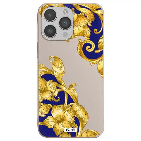 Golden Baroque Apple iPhone 14 pro Silicone Stone Case