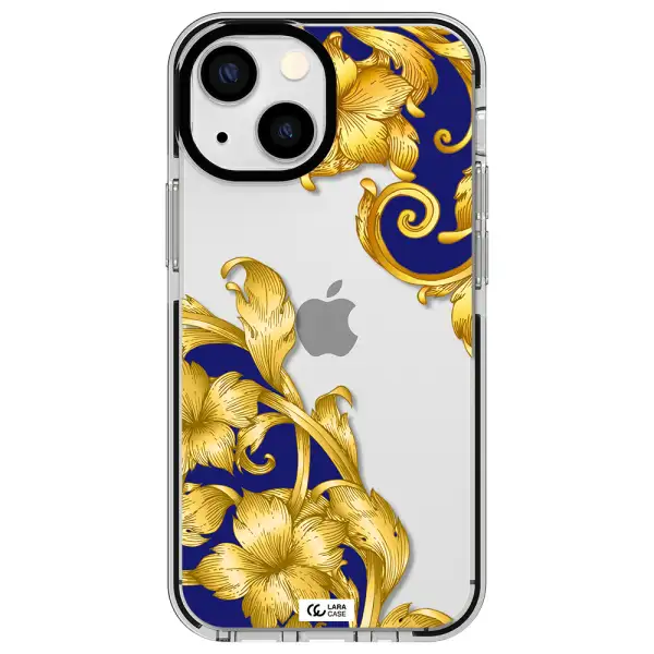 Golden Baroque Apple iPhone 15 impact black border Case