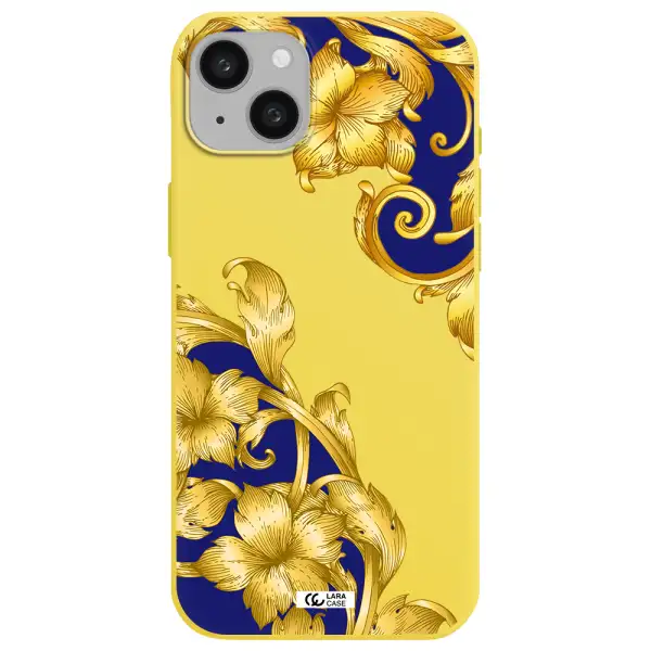 Golden Baroque Apple iphone 15 plus Silicone canary yellow Case