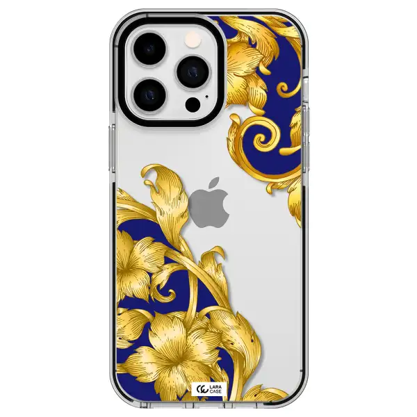 Golden Baroque Apple iPhone 15 Pro Max impact black border Case
