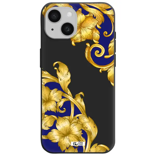 Golden Baroque Apple iPhone 15 Silicone black Case