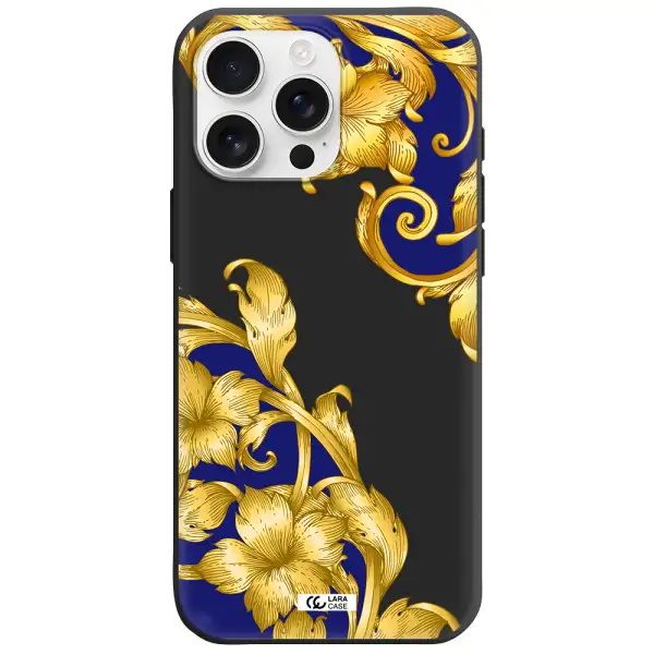 Golden Baroque Apple Iphone 16 Pro Max Silicone Black Case