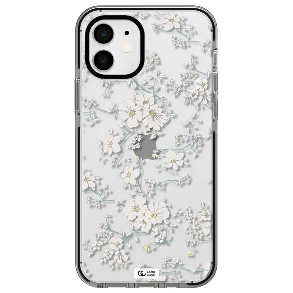 White Flower Apple iPhone 11 impact black border Case