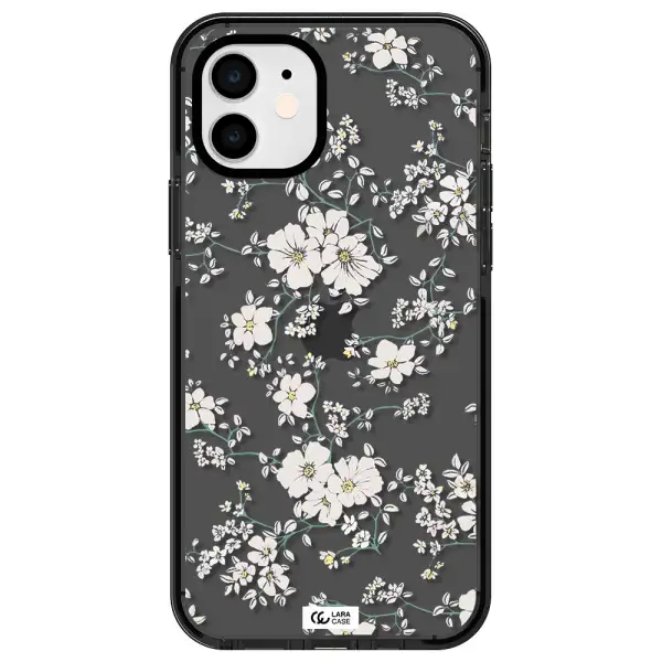 White Flower Apple iPhone 11 impact Smoke Black Case