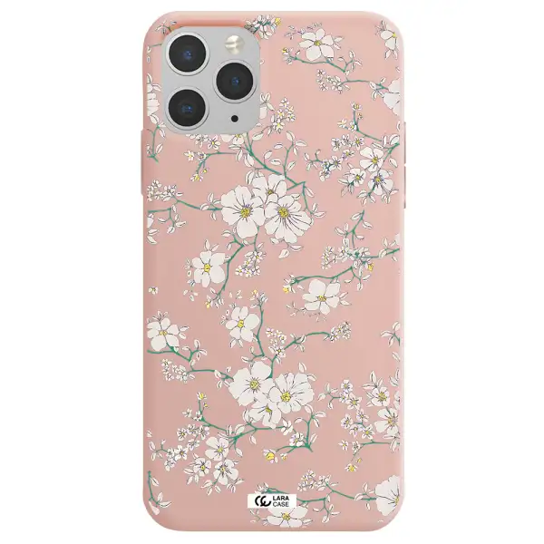 White Flower Apple iPhone 11 pro max Silicone pastel pink Case