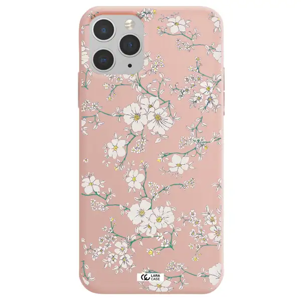 White Flower Apple iPhone 11 pro Silicone pastel pink Case