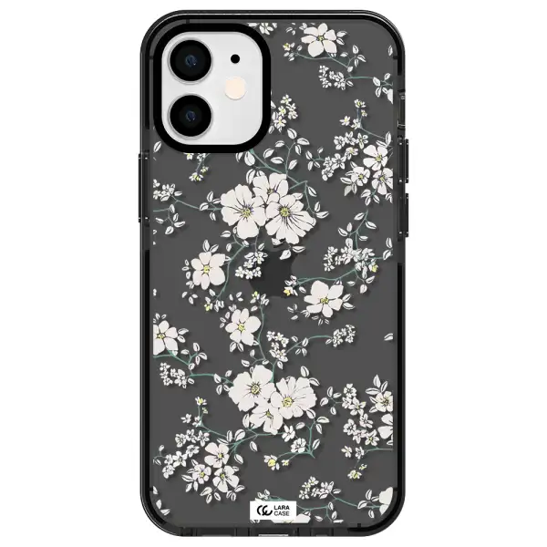White Flower Apple iPhone 12 mini impact Smoke Black Case