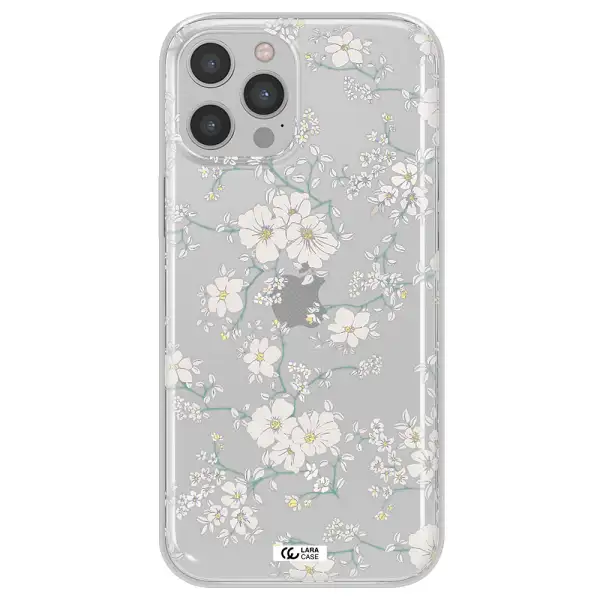 White Flower Apple iPhone 12 pro max Clear TPU Case