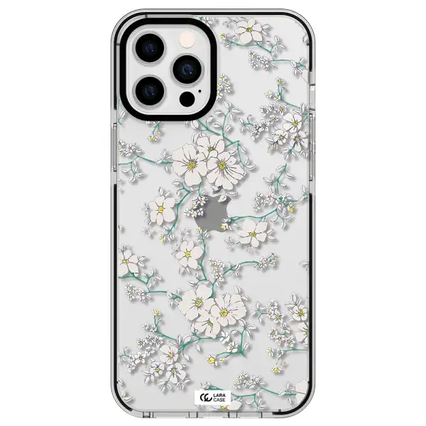 White Flower Apple iPhone 12 pro max impact black border Case