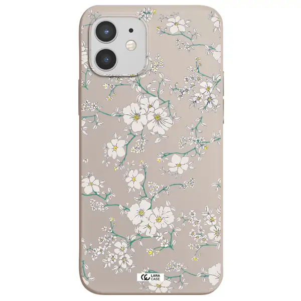 White Flower Apple iPhone 12 Silicone Stone Case