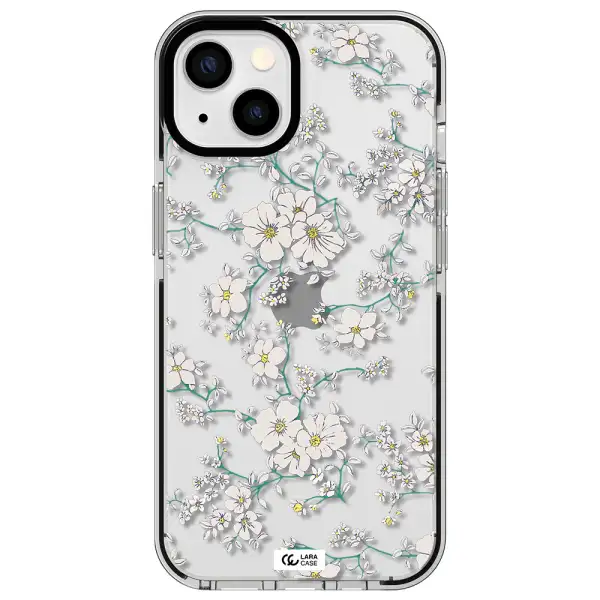 White Flower Apple iPhone 13 impact black border Case