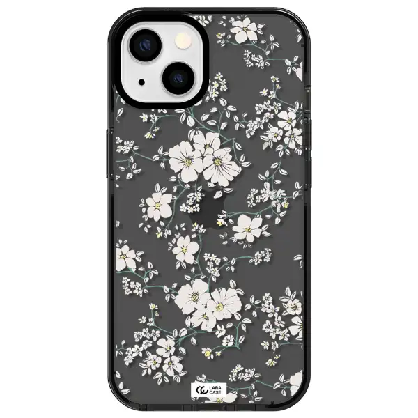 White Flower Apple iPhone 13 impact Smoke Black Case