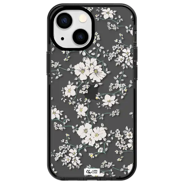 White Flower Apple iPhone 13 mini impact Smoke Black Case